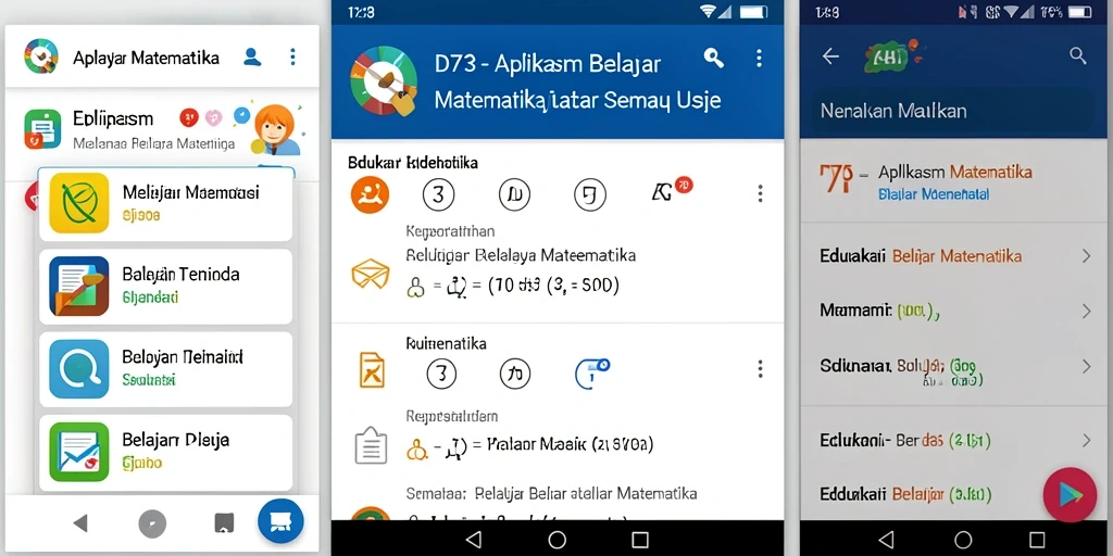 Tampilan antarmuka aplikasi D73 untuk belajar matematika dengan mudah.