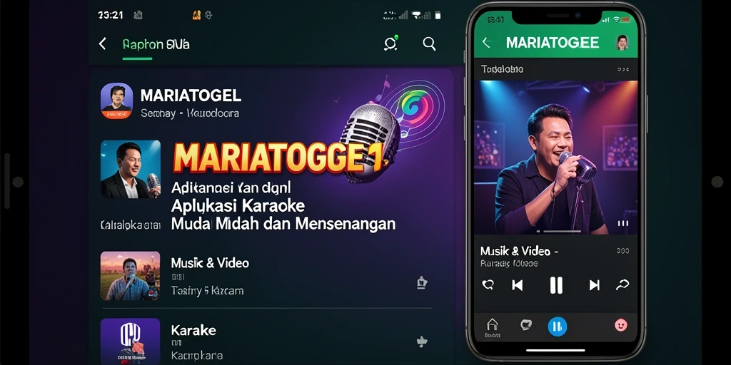 Antarmuka MARIATOGEL yang menarik untuk karaoke.
