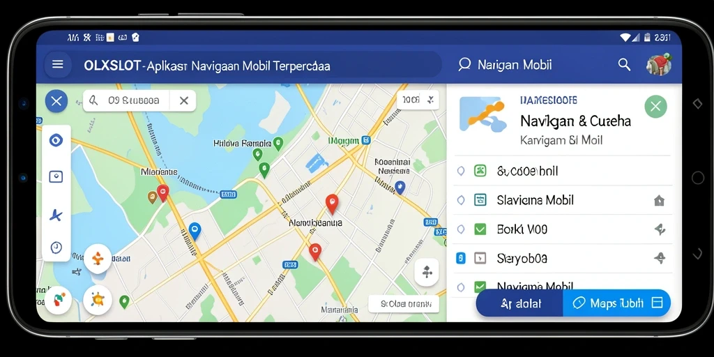 Antarmuka aplikasi OLXSLOT yang menampilkan fitur Navigasi Mobil.
