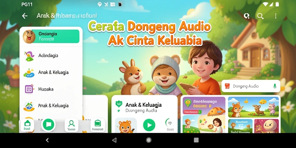 Tampilan antarmuka PG11 yang ramah anak dan menarik.