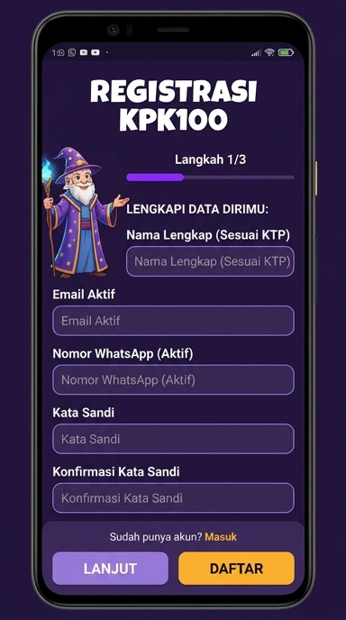 Panduan Registrasi Akun kpk100 untuk Pengguna Android